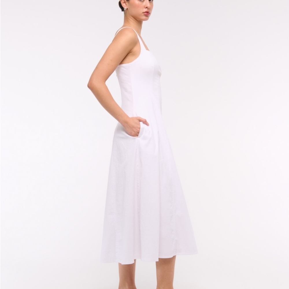 Abercrombie and Fitch Stretch Linen Blend White dress size large - Picture 2 of 11